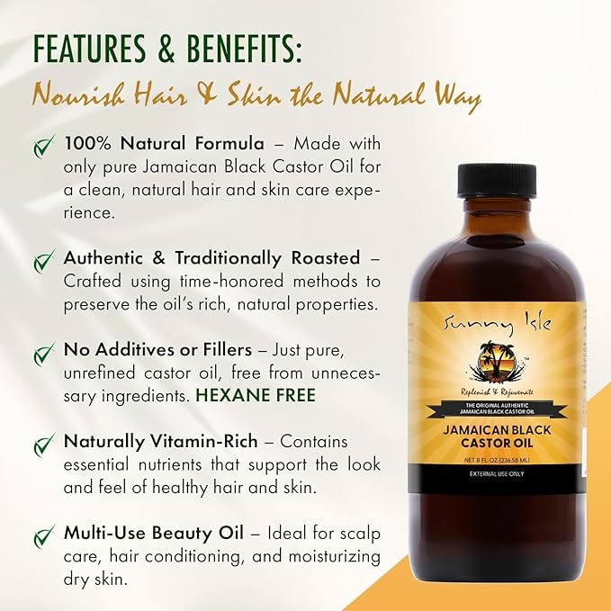 Sunny Isle Jamaican Black Castor Oil, 8 Fl Oz