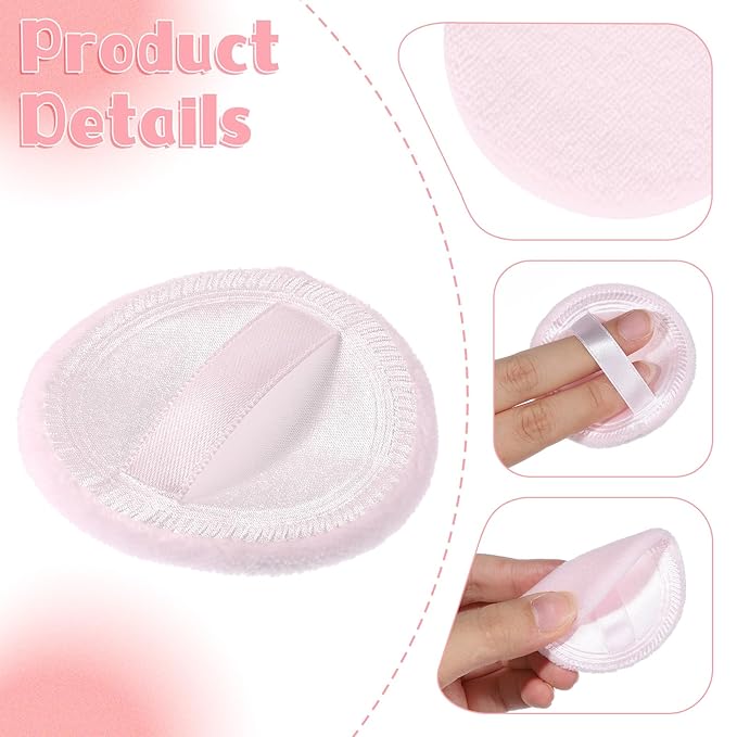 Makeup Pads for Pressed Powder 40 Pcs Cotton Powder Puffs Washable 2.36 Inch Round MakeupPowder Puff Pads with Ribbon White Round Cosmetic Face-Powder Make up Puffs Beauty Makeup Tools for Women