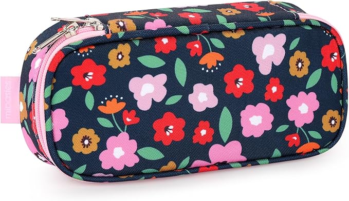 mibasies Girls Pencil Case for Kids, Multi-Slot Pencil Pouch, Pulan Flower