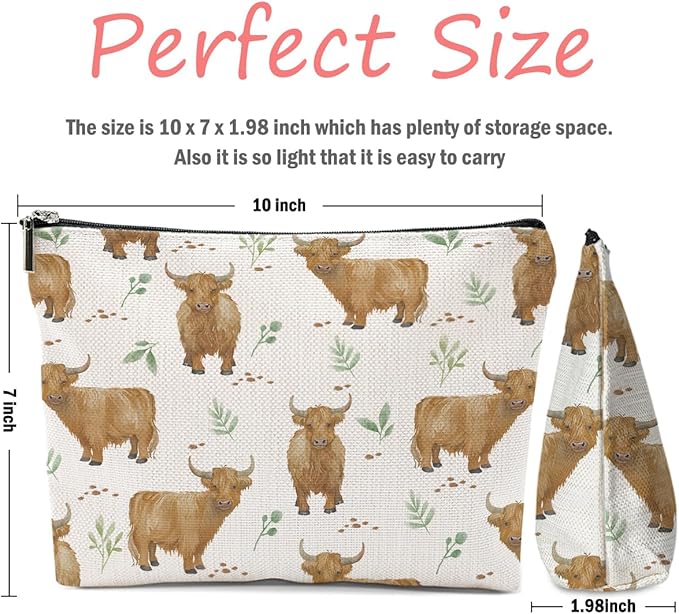 Cow Gifts, Cow Print Stuff Western Makeup Bag, Cosmetic Bag Travel Pouch, Graduation Birthday for Women Girls Daughter Sisters Coworker Best Friend Western Stuff