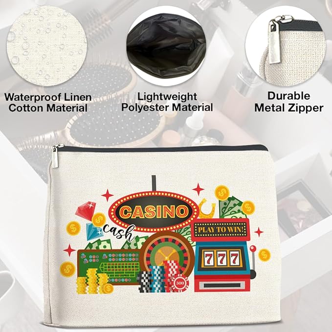 Casino Gifts Makeup Bag Vegas Casino Gifts for Women Friends Traveler Cosmetic Bag Zipper Makeup Pouch Gift