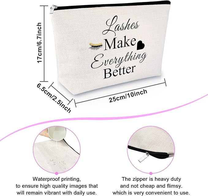 Sfodiary Lashes Girl Gifts Lash Artist Gifts Eyelash Makeup Bag Beautician Present for Women Cosmetic Bag Birthday Christmas Thanksgiving Thank You for Makeup Artist Travel Cosmetic Pouch