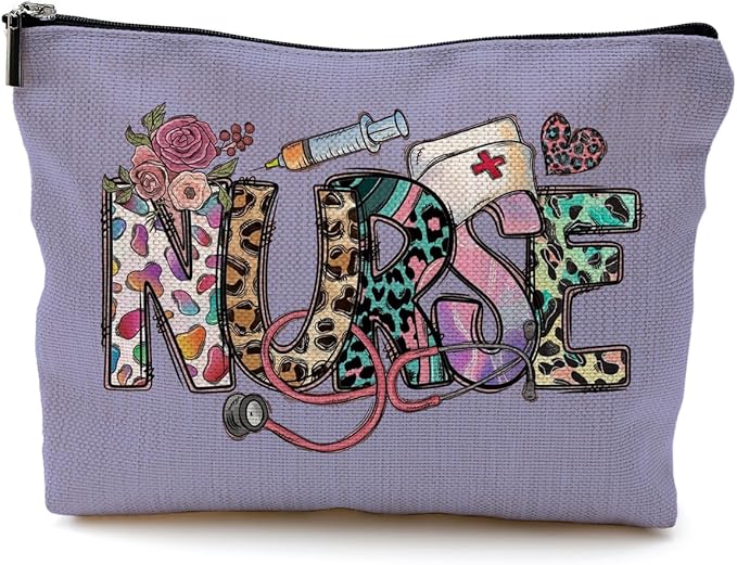 Nurse Makeup Bags,Nurse Gifts for Women,Nurse Cosmetic Bags With Zipper,Nurse Gifts for Nursing Student,Student Nurse Gifts(Purple)