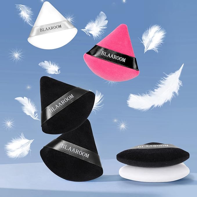 BLAAROOM 12 Pieces Powder Puff Face Makeup Puff Triangle Powder Puffs for Loose Powder Wet Dry Powder Soft Cosmetic Foundation Sponges Wedge Shape Beauty Makeup Tools - Rose Red
