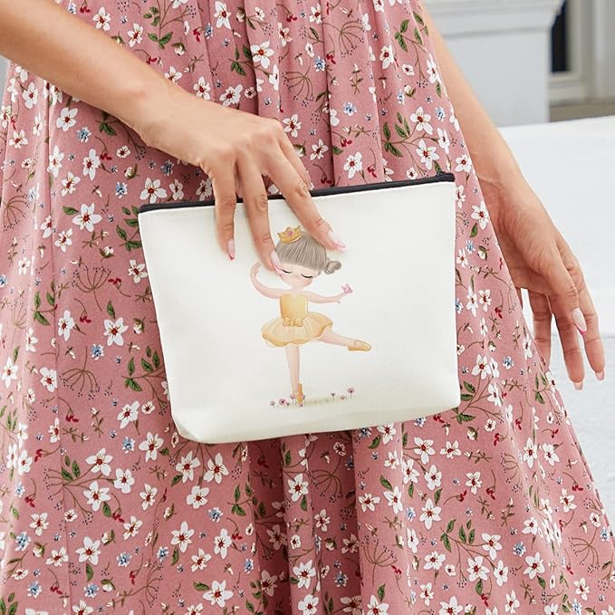 fkovcdy Cute ballerina makeup bag watercolor ballet dancing girl dancer gift recital gift little girl teen student ballet lover