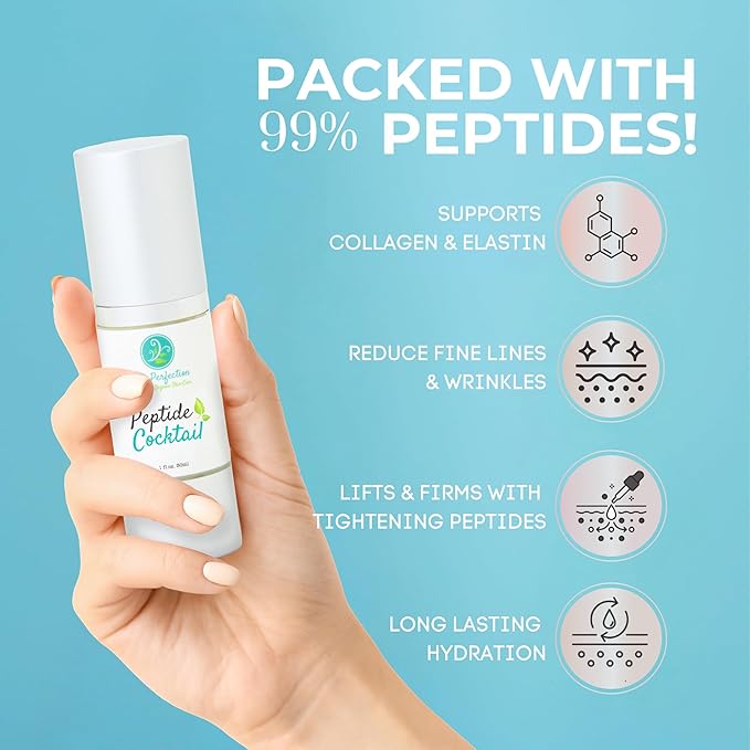 Skin Perfection Face Serum for Anti-aging 99% Potent Peptides 8x Matrixyl 3000 Pentamide 6 Syn Coll Snap 8 Reduce Wrinkles Lift Tighten Firm Anti-aging Serum for Women and Men