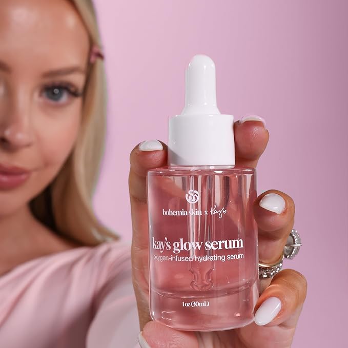 Kay’s Glow Vitamin C Serum for Face with Oxygen & THD - Illuminating Brightening AHA Serum, Anti-Aging Dark Spot Care for Even Tone, Smooth Texture & Hydrating Primer, 1 oz