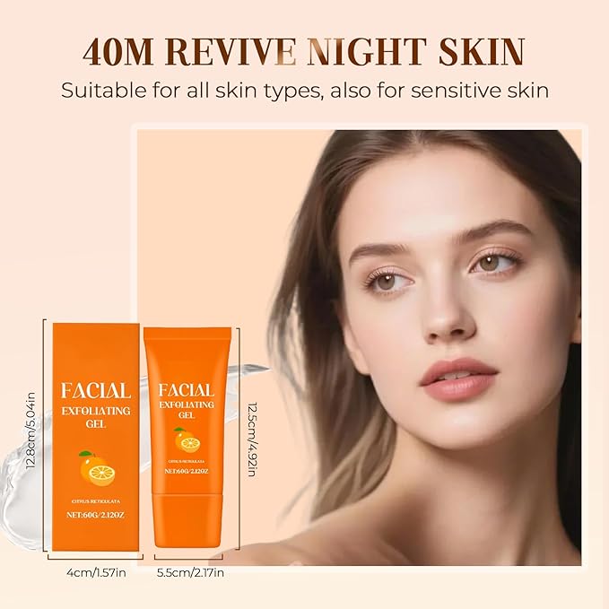 Facial Exfoliating Gel, 2025 New Orange Exfoliating Gel Scrub for Face and Body, Orange Peeling Glue Remove Blackheads & Moisturize Skin for All Types Skin (A-2Pcs, One Size)