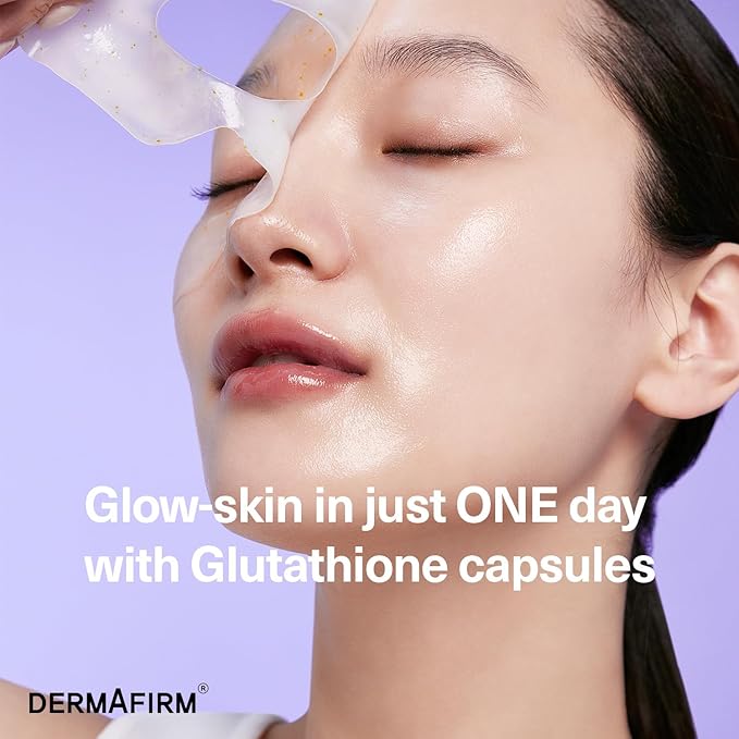 Dermafirm Soothing Repair Toning Gel Mask R4 - Brightening & Anti-Wrinkle Korean Face Mask with Glutathione - Overnight Hydrogel Mask for Glowing Skin - 4pcs
