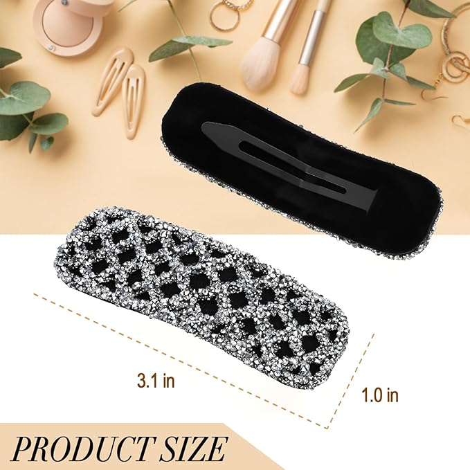 Rhinestone and Crystal Hair Clips 2-Pack, Sparkly Barrettes & Elegant Bling Accessories for Women & Girls(Set20)