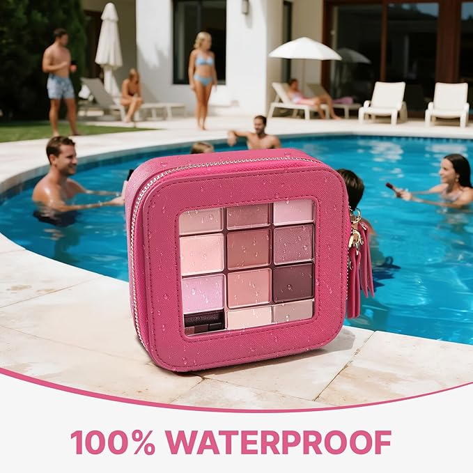 Small Clear Makeup Bag Travel Cosmetic Case, Portable Make Up Organizer Traveling Compact Car Bag for Essentials Transparent Toiletry Bag with Zipper