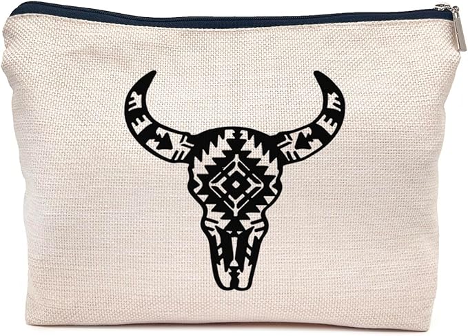 IWXYI Western Gifts Makeup Bag - Longhorn Skull Cosmetic Bags, Cow Skull Makeup Bags, Women's Cowgirl Gifts