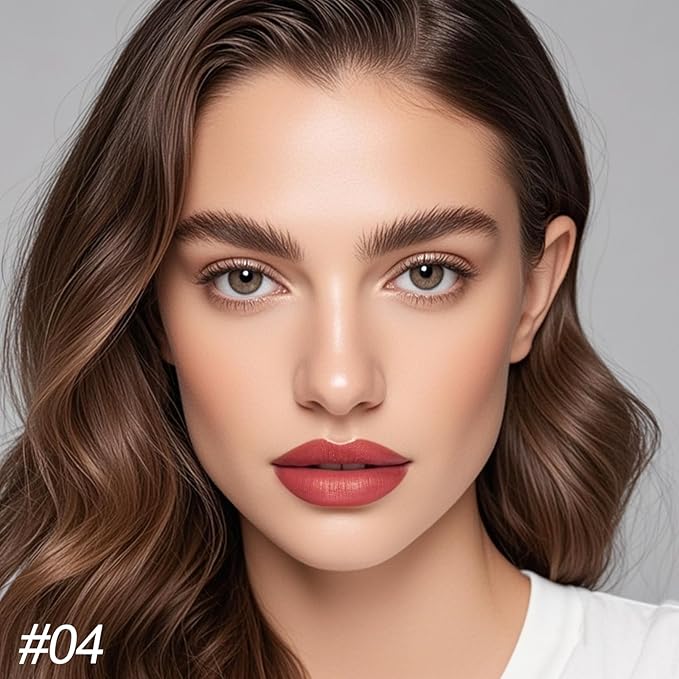 Erinde Matte Shimmer Lipstick Lip Liner Crayon for Women, 24 Hour Lipstick Lip Liner Pencil, Neutral Lipliner Waterproof Long Lasting Smudge Proof, Vegan & Cruelty-Free, C04 Rosewood Red