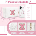 Small Initial Patch Makeup Bag Personalized Gifts Make Up Bag,White Cute PU Leather Glitter Letter Cosmetic Bag with Zipper,Trendy Portable Travel Toiletry Pouch,Preppy Stuff for Teen Girls Women X