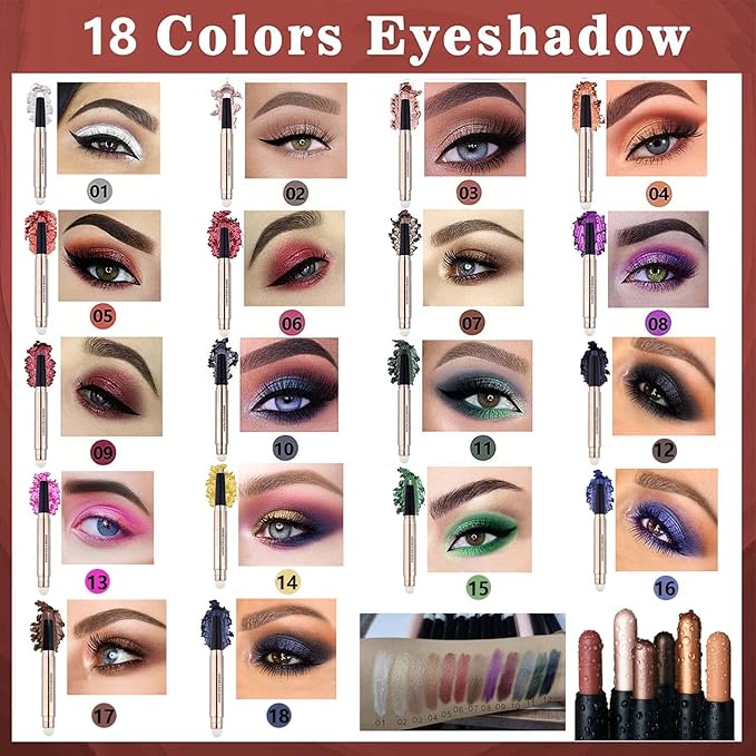 Pink Eyeshadow Stick Cream Smooth Shimmer glitter eyeliner pencil hot light matte palette Eye shadow Pencil Hypoallergenic Waterproof Long Lasting Highlighter Stick Multi-Dimensional eyes Look 13#