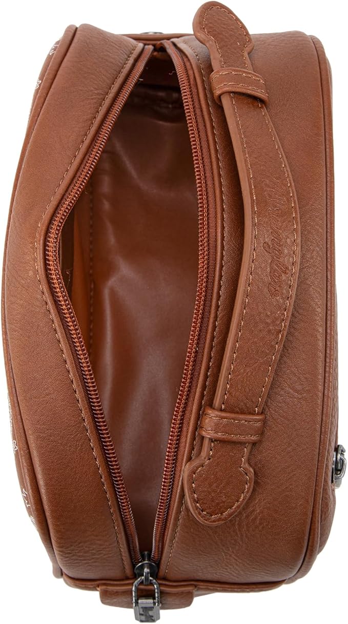 Montana West Wrangler Makeup Bag for Women Small Cosmetic Toiletry Bags Western Paisley Make Up Pouch Durable Cute Travel Purse, Brown