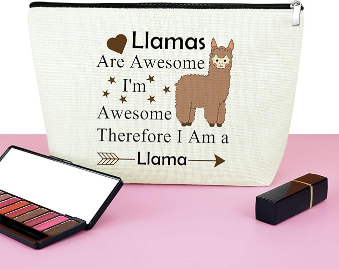 Mxrymvu Llama Gifts for Women Llama Makeup Bag Llamas Lover Gift Llamas Themed Cosmetic Bag Animal Lover Present Graduation Christmas Birthday Present for Daughter Travel Pouch