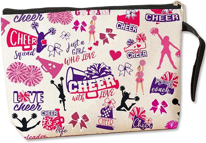 Cheerleading Gifts Cosmetic Bag Cheer Makeup Bag Cheer Stuff Cheerleading accessories for Girls Cheerleader Gift Cheerleader sister gifts Birthday Gifts for Teens Girls Girlfriend