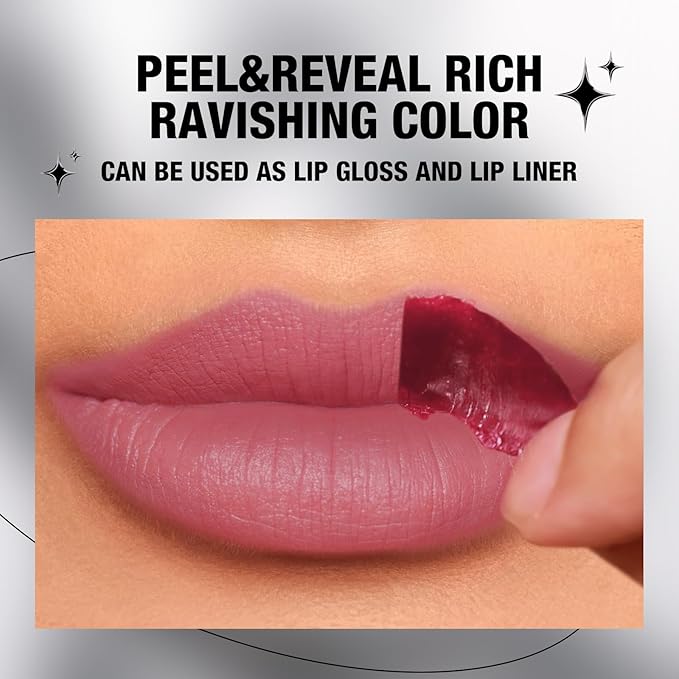 LANGMANNI Long-Lasting Peel Off Lip Liner Set, Waterproof & Smudge-Proof Matte Lip Liners Gift Makeup For Girls（#1）