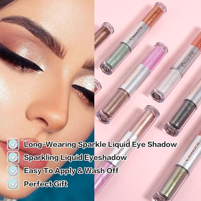 evpct 16 Colors Liquid Glitter Shimmer Metallic Eyeshadow Set Glitter Sparkle Colorful Liquid Eyeliner Makeup Set delineador pupilentes de ojos contra el agua sombras colores para ojos con brillo