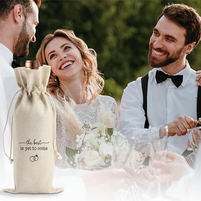 Engagement Wine Gift Bag Wedding Engaged Gifts for Newlyweds Couple Women Men Bridal Shower Gifts for Bride and Groom Pairs Well with Wedding Planning The Best Is Yet to Come Wine Bags