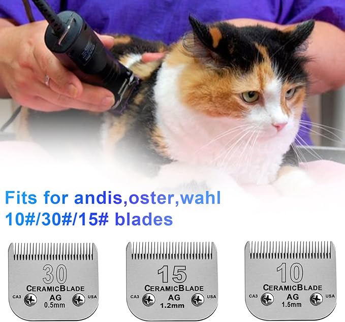Professional Animal Stainless Steel 5 Color Guide Comb Set Compatible with andis Oster A5 wahl km10 10#/15#/30# Detachable Blade，Cutting Length 3mm-16mm