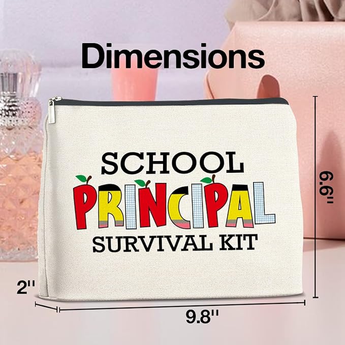 School Principal Gifts: Makeup Bag, Appreciation Gifts for Women, Survival Kit Zipper Pouch