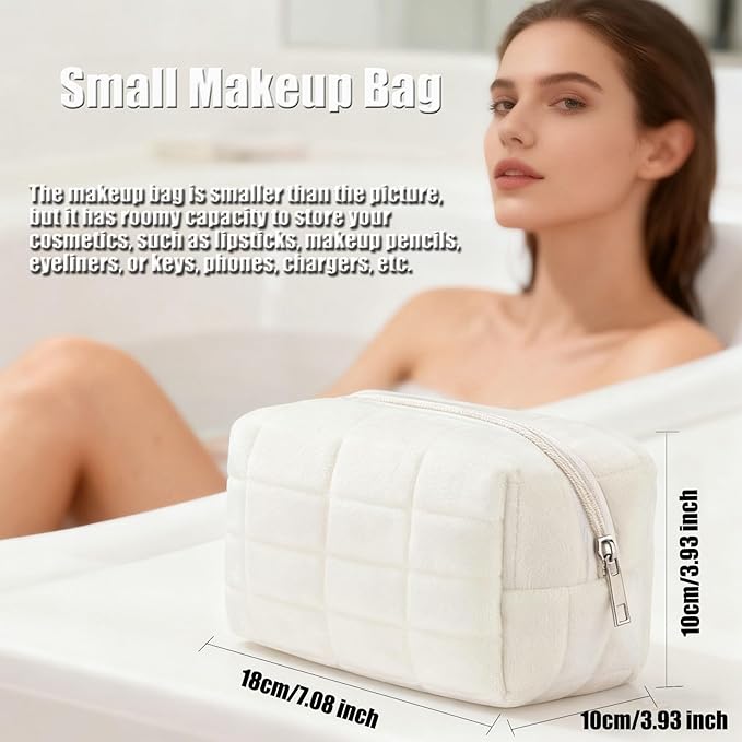 2PCS Makeup Bag Small Cosmetic Pouch for Purse Women Girls Y2k Checkered Make Up Bags