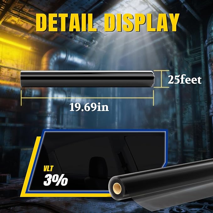 ARANA Nano Ceramic Window Tint Car 3% Percent, Automotive 3% Window Tints Professional Privacy Film for Car Trucks, 99% UV Heat Blocking Anti Glare & Scratch 20" in x 25'Ft