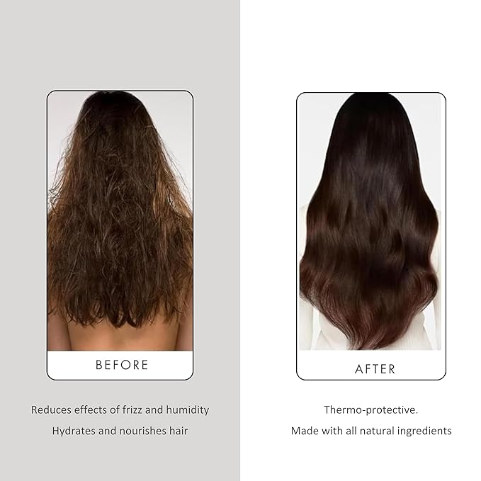 PREVIA Hair Gloss Taming Serum & Leave-In Conditioner - Anti-Frizz Heat Protectant for Dry Damaged Hair - Organic Almond Vegan Moisturizing Gloss - 6.7 oz