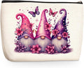 Flower Makeup Bag, Gnome Large Capacity Travel Makeup Case Cosmetic Bags for Women, Portable Pouch Purse Travel Essentials Toiletries Accessories, Christmas Birthday Gifts for Women