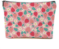 Cute Flowers Strawberry Makeup Bag Floral Cosmetic Bag Friend Friendship Gifts for Women Girls Sister Bestie Coworker Botanical Travel Organizer Zipper Pouch Christmas Thanksgiving Birthday Gifts