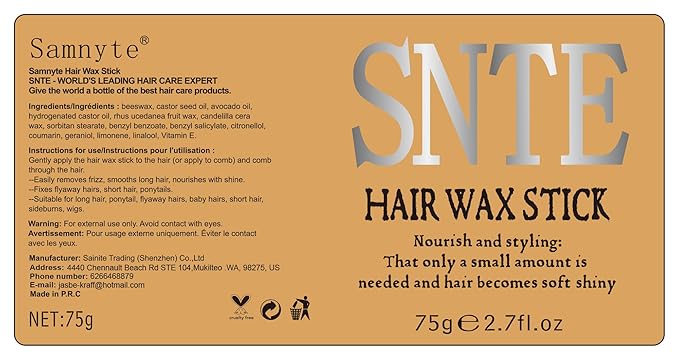 Hair Wax Stick, 3PCS-Wax Stick For Hair Slick Stick, Slick Back Stick Hair Stick Wax Edge Frizz No-white Chips & No-Residue & No-Greasy & Easy to Absorb 2.7 Oz