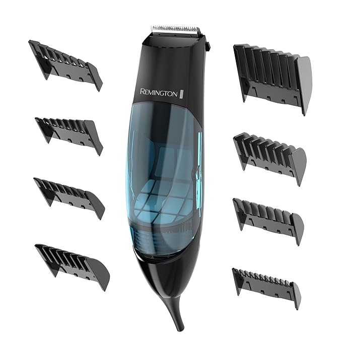 Remington Vacuum Haircut Kit, Vacuum Beard Trimmer, Hair Clippers for Men with Removable Hair Chamber and Dual Motor Power (18 Pieces) (Pack of 2)