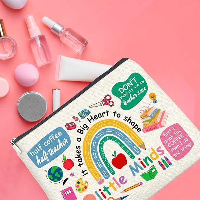 Teacher Appreciation Gifts Makeup Bag, Thank You Gifts for Teacher Cosmetic Bag Zipper Makeup Pouch