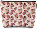 Pink and Gold Cheetah Makeup Bag, Preppy Girly Leopard Print Cosmetic Bags Gifts for Women, Funky Y2k Cheetah Portable Travel Toiletry Bag Zipper Makeup Pouch