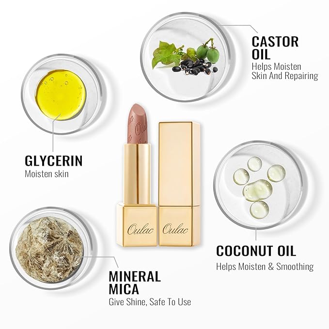 Oulac Pink Lipstick for Women with Metallic 3D Shine Lightweight Hydrating Formula, High Impact Lip Color, Vegan Beauty, Full Coverage Lip Makeup, Christmas Gifts for Women, Hip & Hippie(11)