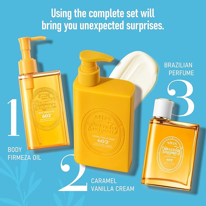 Sttes 602# Caramel Vanilla Lotion - 250ml (8.45 fl oz) Body Lotion - Seven Kinds of Pure Vegetable Oils + Active Caffeine (Without Mineral Oil)