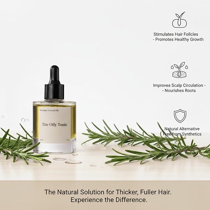 Rosemary Revival Oil Organic – Nourishing Hair & Scalp Oil – Hydrating Botanical Blend with Vitamin E – Conditions, Softens & Adds Shine – Hair Serum for Dry or Damaged Hair – 1.7oz – The Oily Tonic