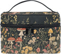 MNSRUU Makeup Bags, Vintage Wildflower Mushrooms Makeup Organizer Bags Toiletry Bag Box Travel Cosmetic Bag Make Up Train Case for Women Teen Girl Ladies