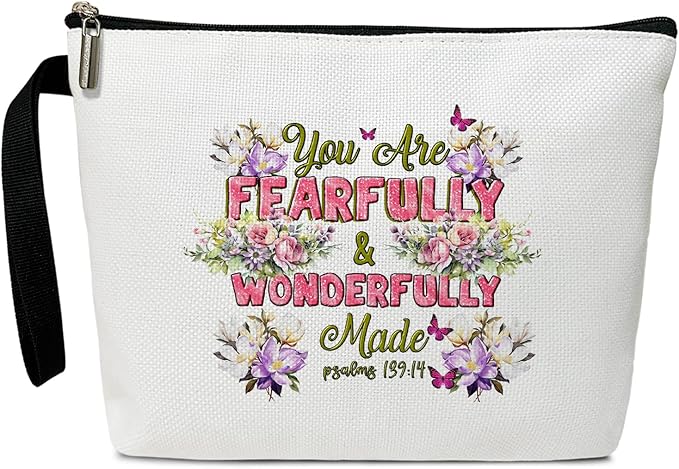 Christian Cosmetic Bag for Women Accessories Organizer, Religious Gifts Bible Verses Gifts for Women Coworker, Travel Essentials Purse Toiletry Pouch Cosmetic Bag with Zipper -34
