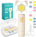 COSLUS Baby Nail Trimmer Electric: Gentle Baby Nail File with Quiet Design & 360° Light - Safe for Sleep Trim Grind, 16 in 1 Cute Nail Clipper Kit for Newborn Infant Toddler, C50, Beige