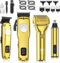 Professional Hair Clippers for Men, Cordless Hair Clippers T-Blade Trimmer Nose Hair Trimmer Electric Shaver Set, Haircut Grooming Kit with LED Display, for Barber, Ideal Gift for Him