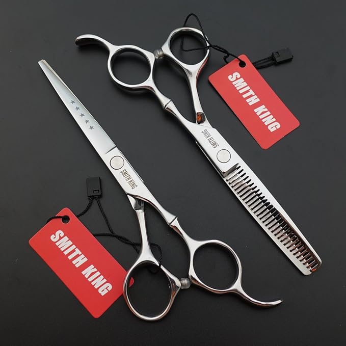 6.0 Inches Professional hair cutting thinning scissors set with razor (Silver)