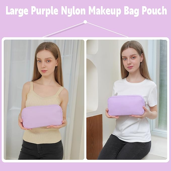 Travel Essentials Makeup Bag for Women Water-resistant Toiletry Organizer Nylon Cosmetic Pouch Preppy Stuff