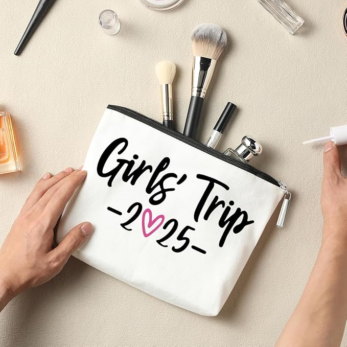 2 PCS Girls Trip Gifts Favors 2025 Girls Weekend Gifts for Women Bestie Gifts Friend Gifts Girls Trip Favors for Sister Her Work Bestie Friendship Holiday Vacation Makeup Bag Weekend Bags for Women