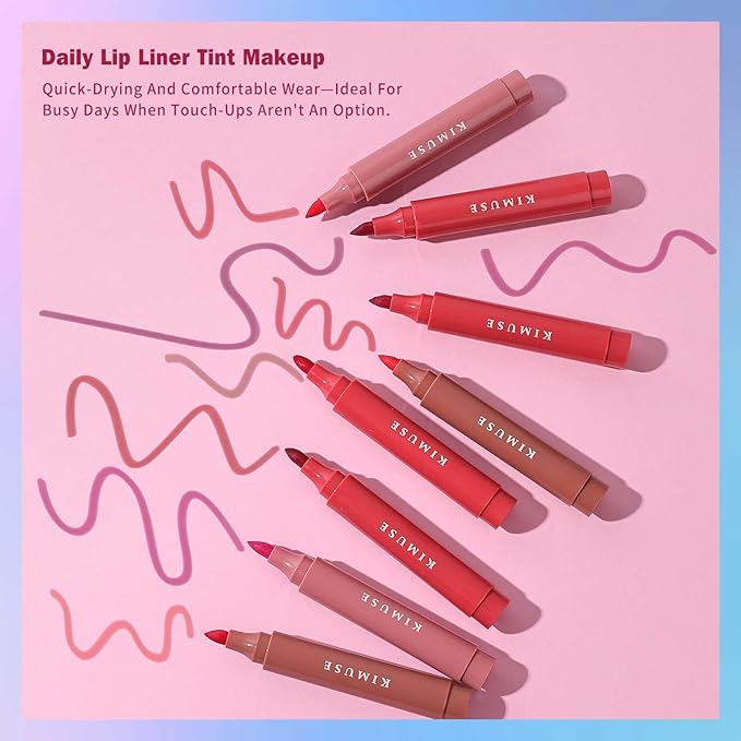 KIMUSE Lip Stain Set, 5 PCS Long Lasting Waterproof Smudgeproof Lip Liner Stain, Matte Natural Finish, All Day Wear Lip Color