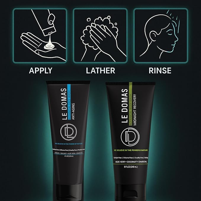 Body Wash & Face Wash Set for Men & Women – Natural Skincare with Aloe Vera, Rice & Coconut Charcoal, Hydrating Moisturizer & Oil Cleanser, Travel Size Skin Care Products for All Skin Types