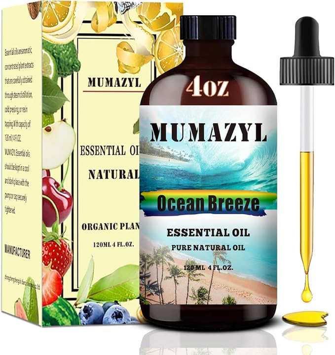 Ocean Breeze Essential Oil, Ocean Breeze Oil 4 Fl Oz 120ML for Diffuser Humidifier Yoga Cleaning DIY Candle Soap Making Fragrance Oils