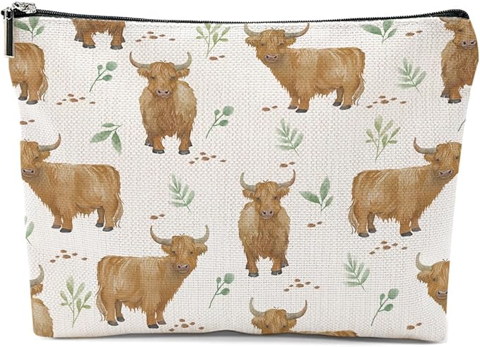 Cow Gifts, Cow Print Stuff Western Makeup Bag, Cosmetic Bag Travel Pouch, Graduation Birthday for Women Girls Daughter Sisters Coworker Best Friend Western Stuff